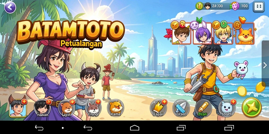 Tampilan gameplay seru di dunia anime yang mendebarkan.