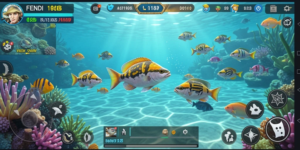 Tampilan gameplay seru dari FENDI188 dengan aksi menembak ikan.