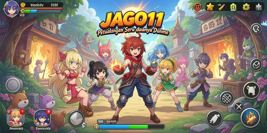 Tampilan gameplay JAGO11 dengan karakter Anime yang dinamis.