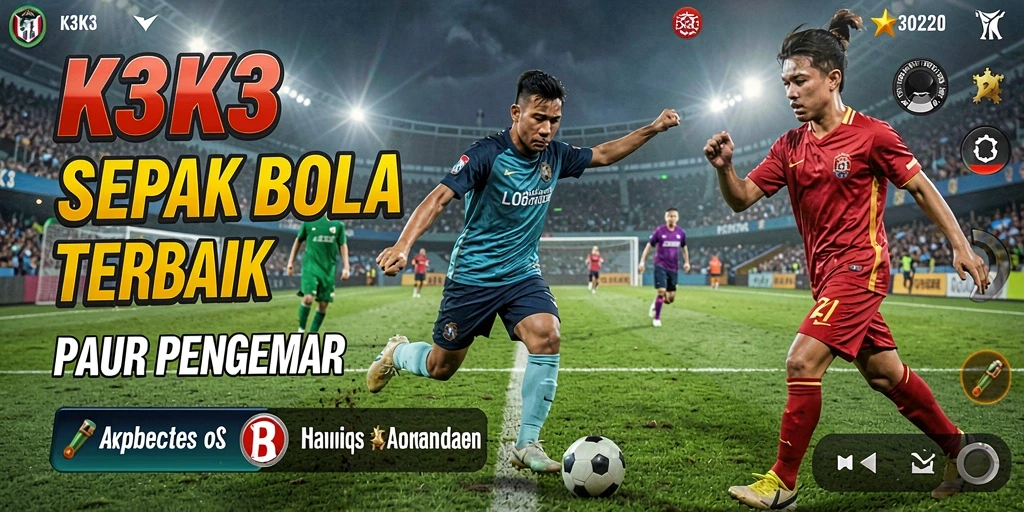 Screenshot K3K3 menunjukkan suasana pertandingan sepak bola yang mendebarkan.