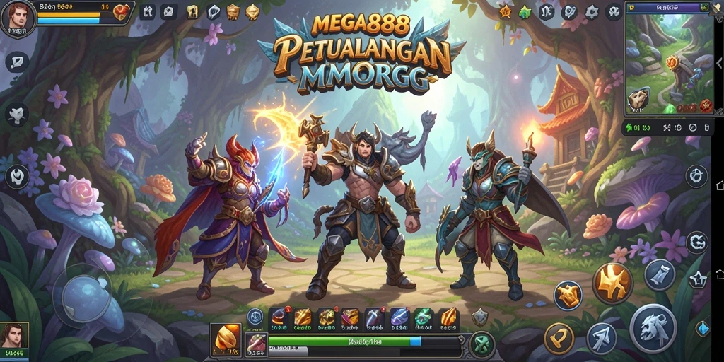 Screenshot gameplay MEGA888 yang menunjukkan aksi pertempuran epik MMORPG.
