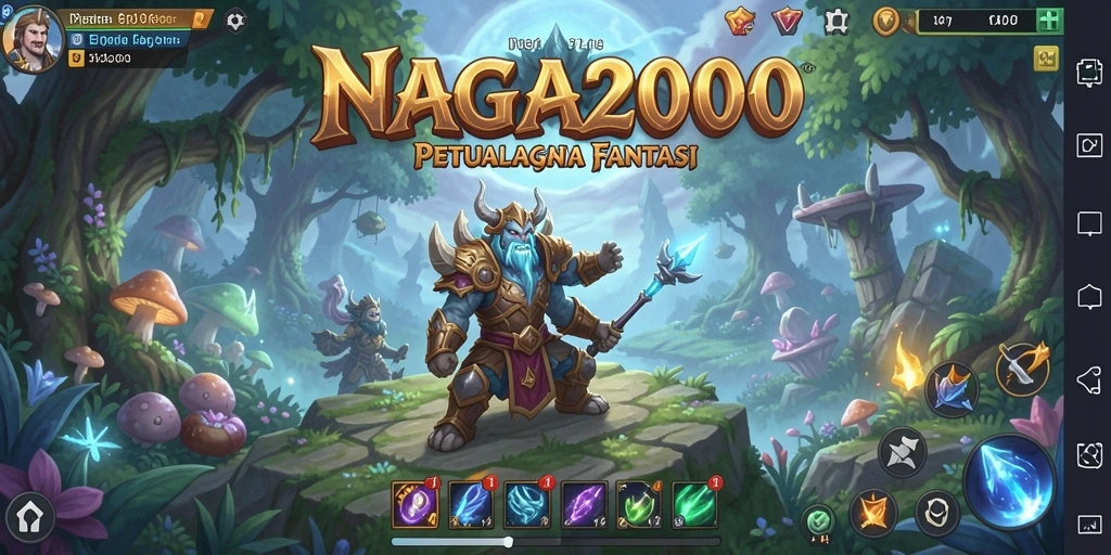 Screenshot NAGA2000 menampilkan aksi pertempuran seru di dunia fantasi.