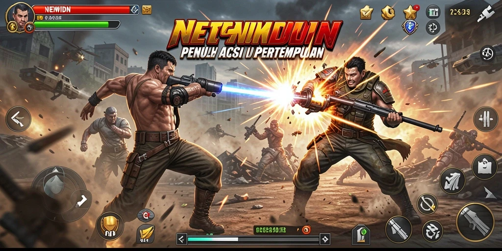 Screenshot gameplay NEWIDN menunjukkan pertarungan yang mendebarkan.