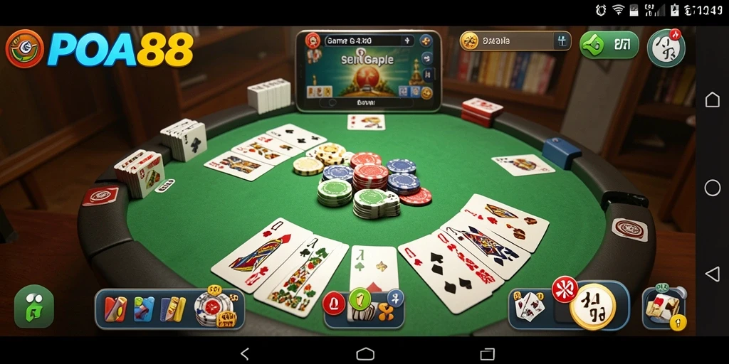 Screenshot gameplay seru POA88 dalam permainan Gaple.