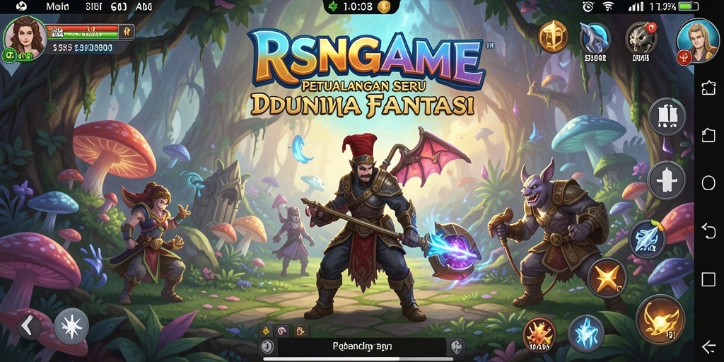 Tampilan gameplay RSNGAME yang menampilkan pertarungan epik dan eksplorasi dunia fantasy.