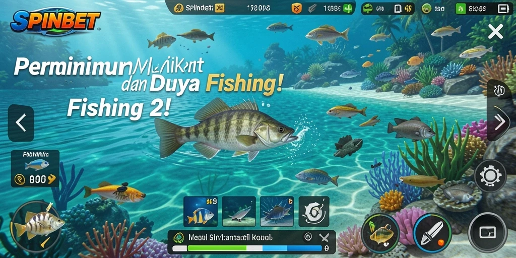 Tampilan seru dari gameplay SPINBET yang menampilkan aksi memancing.