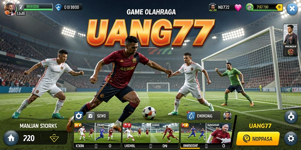 Tampilan gameplay seru dalam UANG77 yang memperlihatkan aksi olahraga.