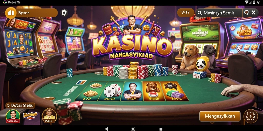 Tampilan gameplay V07 yang menakjubkan dan menarik bagi penggemar kasino.